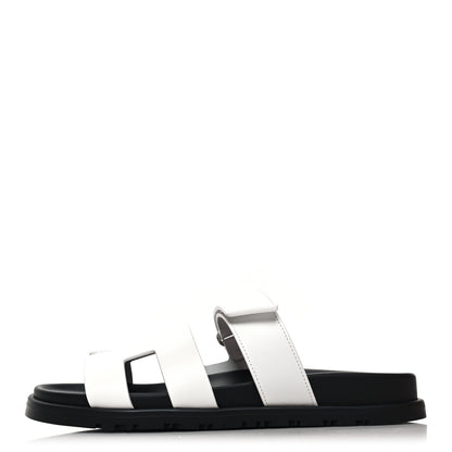 Hermes Calfskin Womens Chypre Sandals 37.5 White 1 of 9