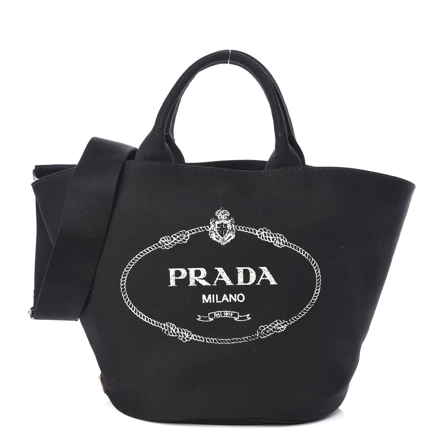 Prada Canapa Small Shopping Tote Black 1 of 10