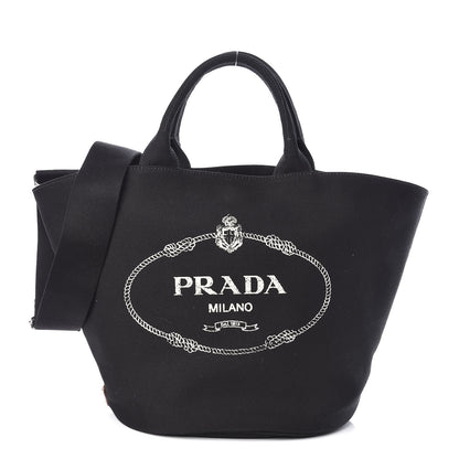 Prada Canapa Small Shopping Tote Black 1 of 10
