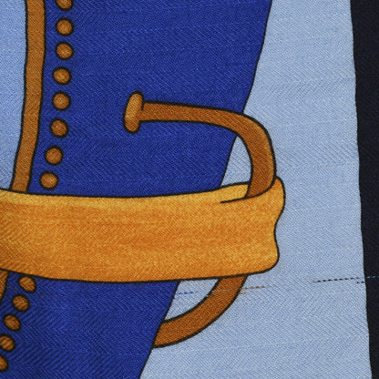 Hermes Cashmere Silk Balade En Berline Shawl 140 Bleu Ciel Jaune Vif Bleu Vif 4 of 8