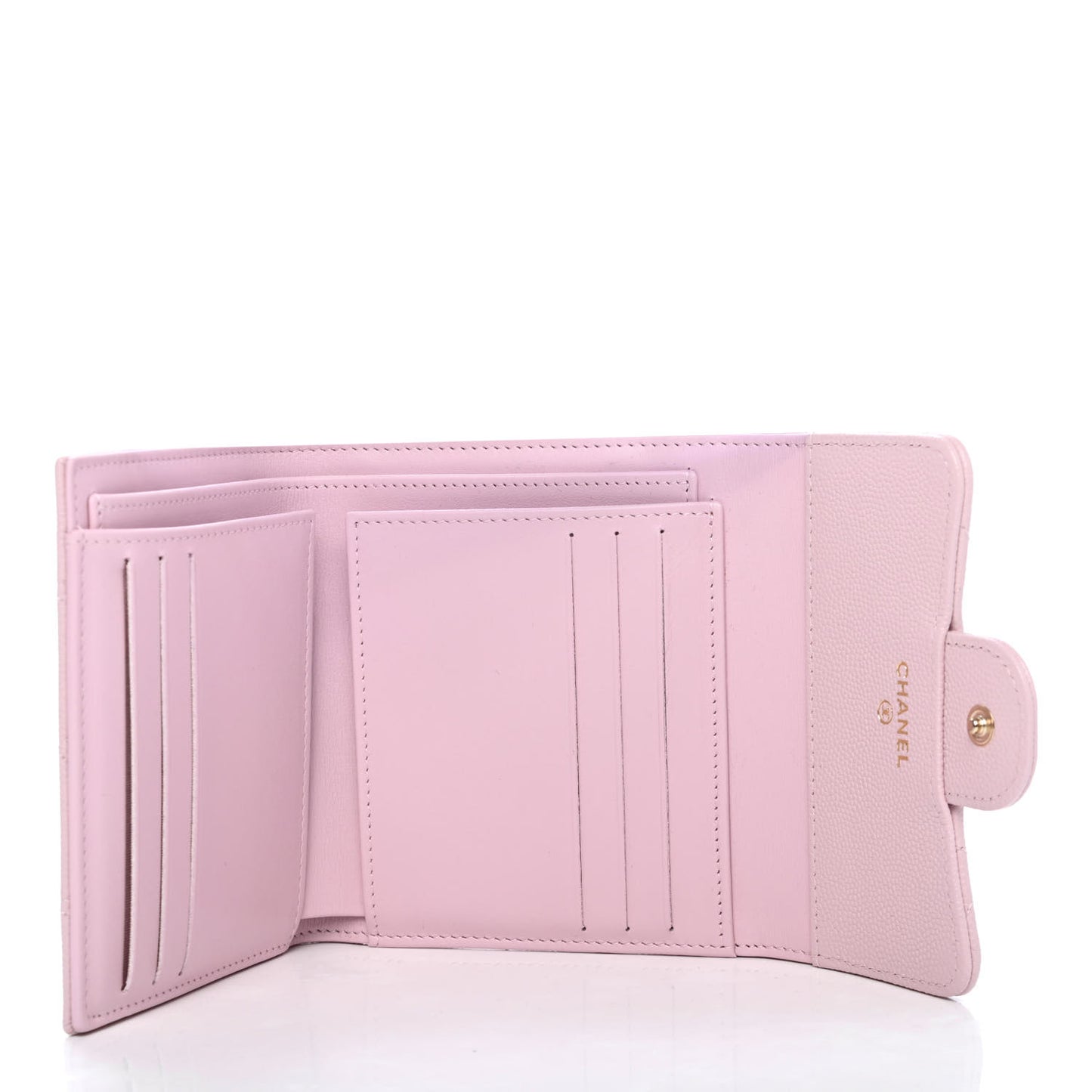 Caviar Quilted Compact Flap Wallet Light Pink