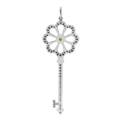 Tiffany Platinum 18K Yellow Gold Yellow Diamond Bloom Key Pendant 3 of 5
