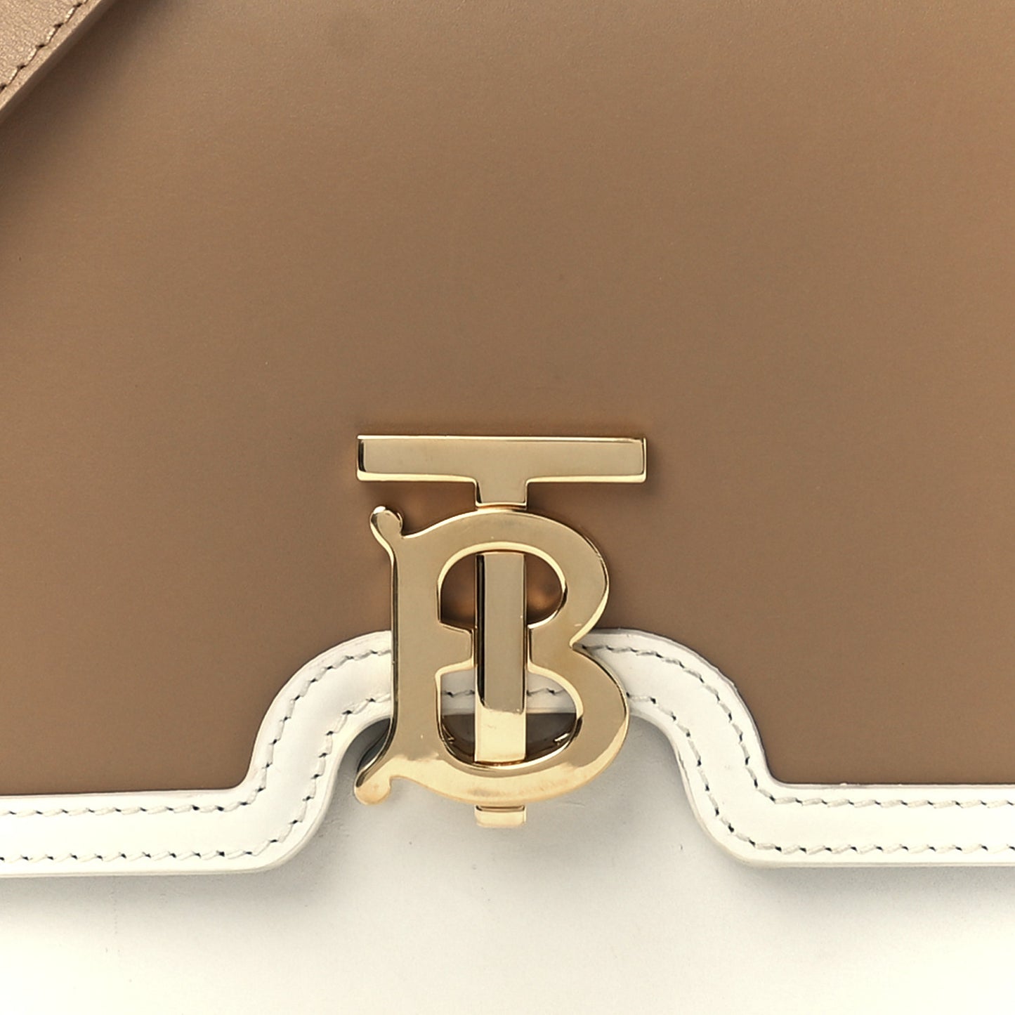 Smooth Calfskin Monogram Medium TB Bag Chalk White Camel
