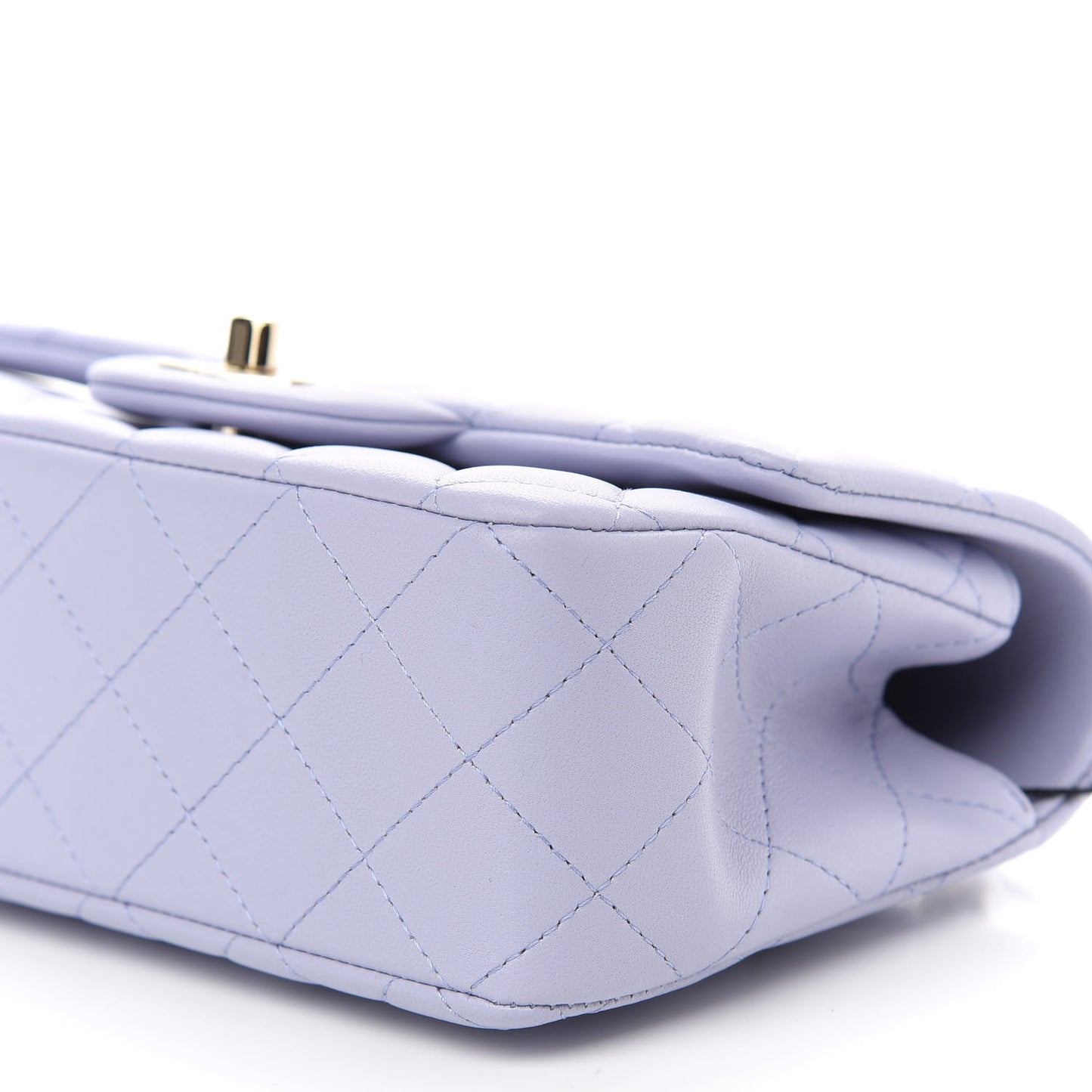 Lambskin Quilted Mini Top Handle Rectangular Flap Light Purple