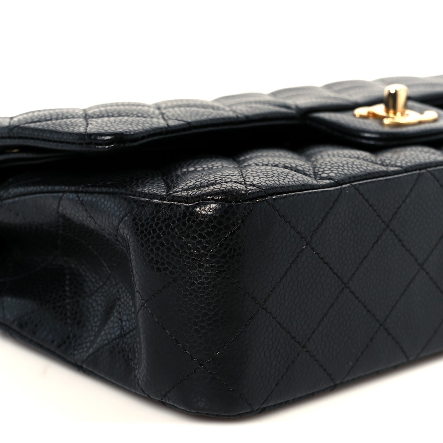 Caviar Quilted Medium Double Flap Black