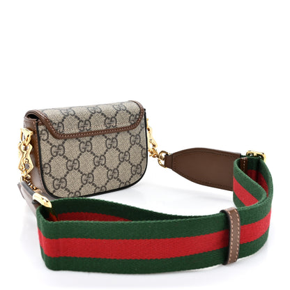 Gucci GG Supreme Monogram Azalea Calfskin Web Horsebit 1955 Wallet On Strap Beige Ebony Brown Sugar 3 of 11