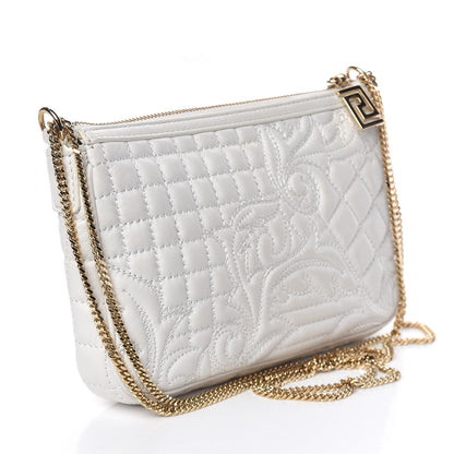 Versace Nappa Barocco Quilted Vanitas Chain Crossbody Bag White 3 of 11