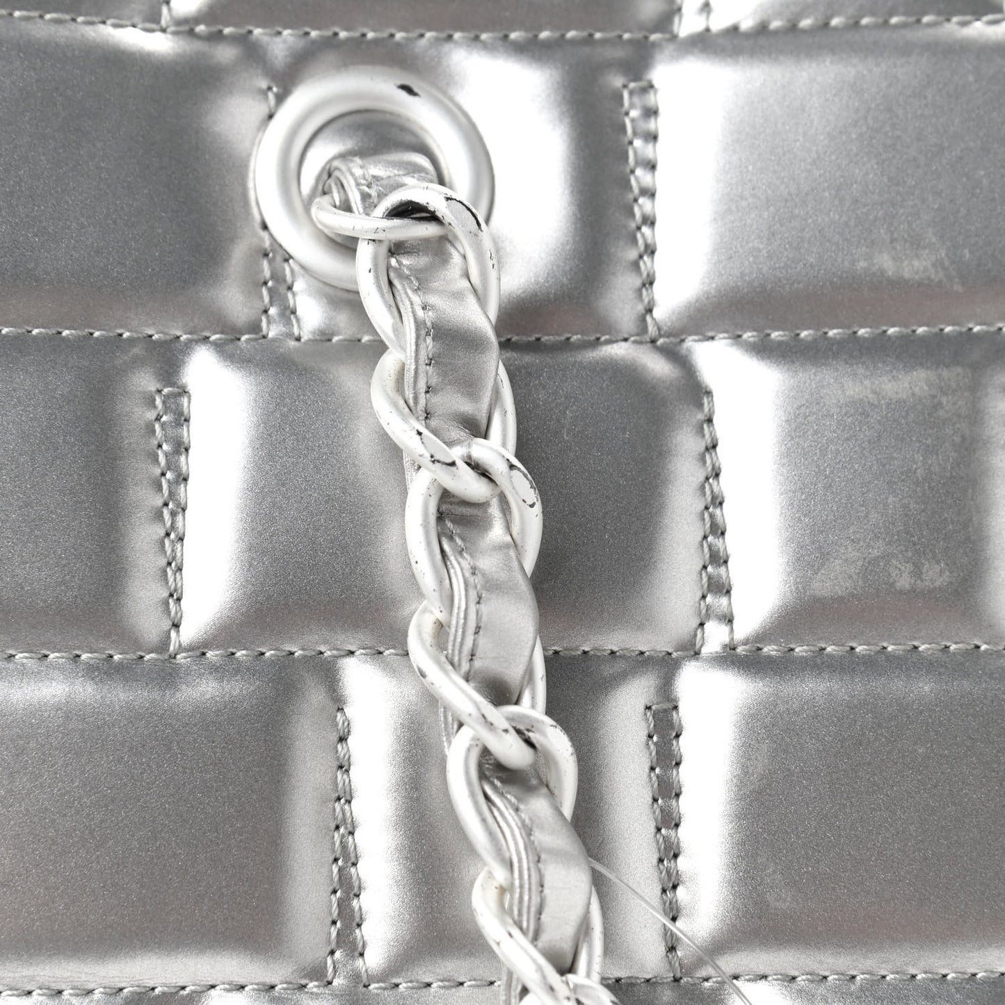 Vinyl Quilted Frozen Shopping Tote Silver