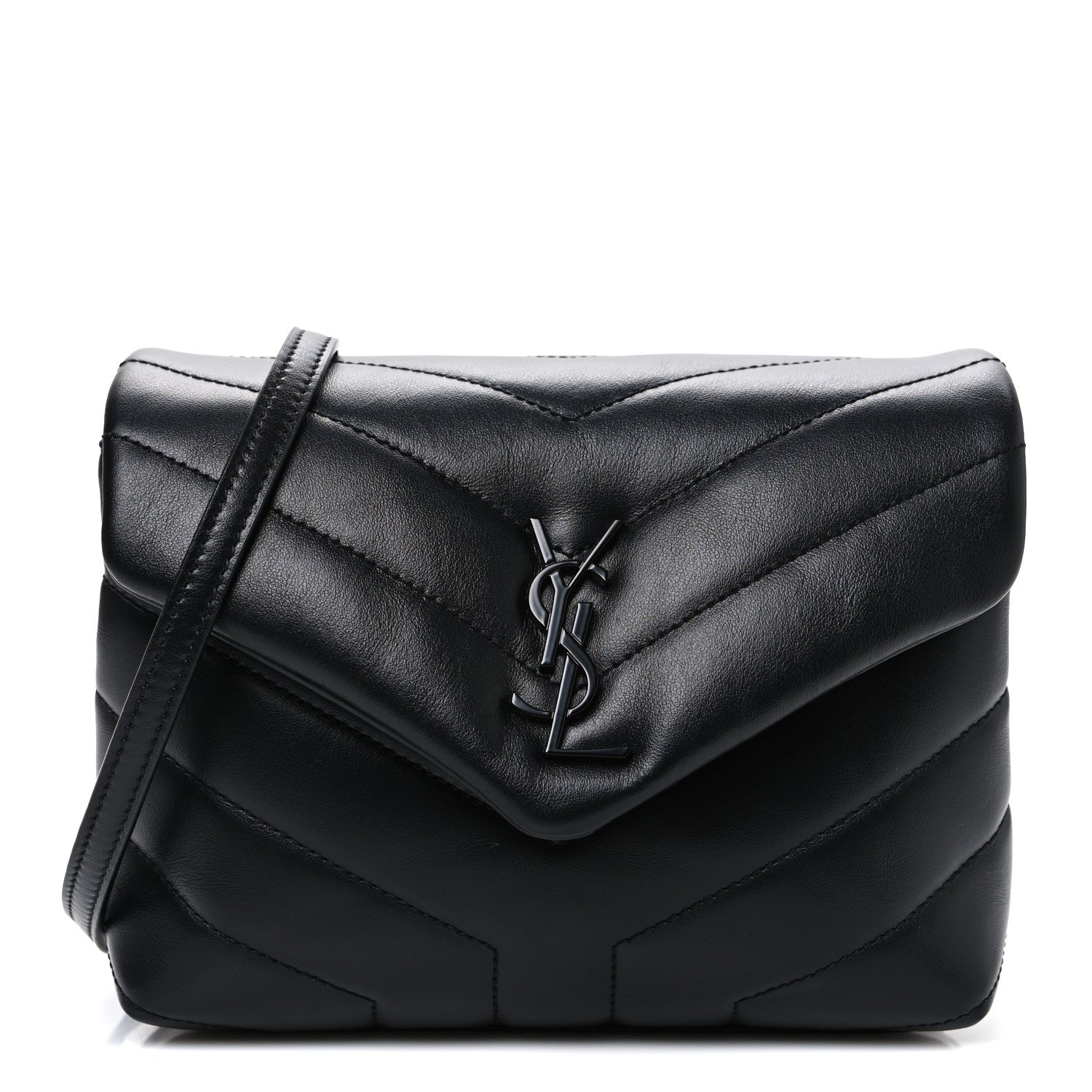 Saint Laurent Calfskin Y Quilted Monogram Monochrome Toy Loulou Crossbody Bag Black 1 of 10