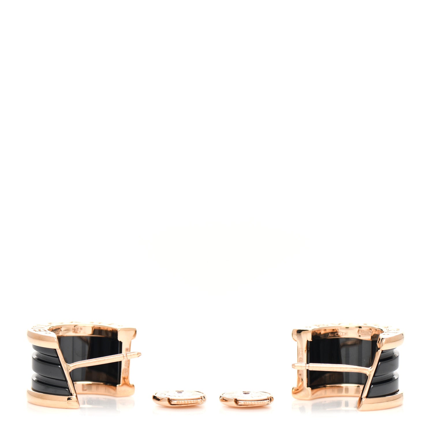 Bulgari 18K Rose Gold Black Ceramic B.Zero1 Hoop Earrings 3 of 4
