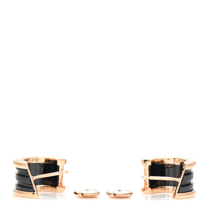 Bulgari 18K Rose Gold Black Ceramic B.Zero1 Hoop Earrings 3 of 4