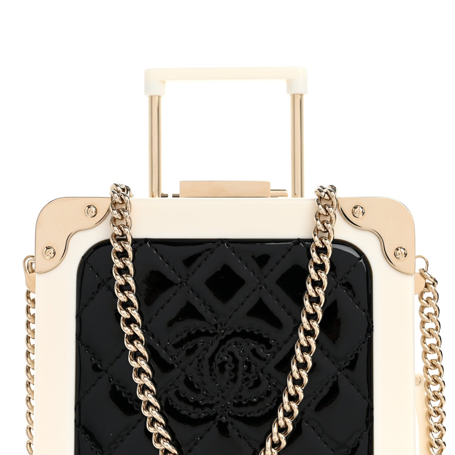 Chanel Plexiglass Patent Evening In The Air Mini Trolley Minaudiere Clutch Black White 8 of 12