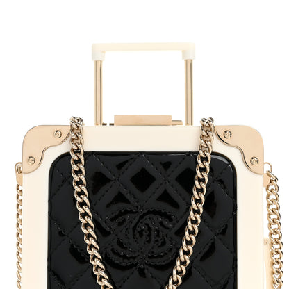 Chanel Plexiglass Patent Evening In The Air Mini Trolley Minaudiere Clutch Black White 8 of 12