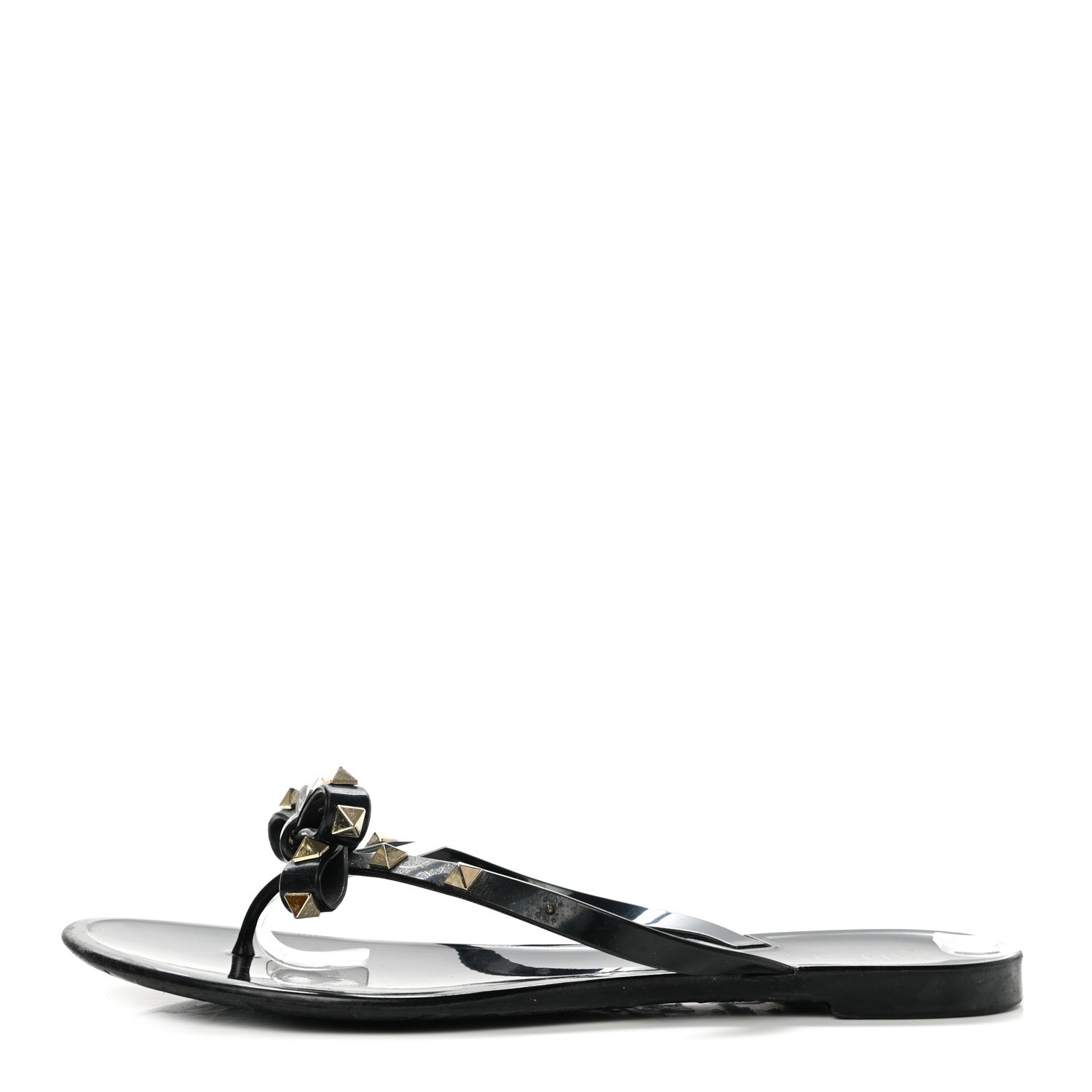 Valentino Garavani PVC Jelly Rockstud Bow Thong Sandals 40 Black 1 of 11