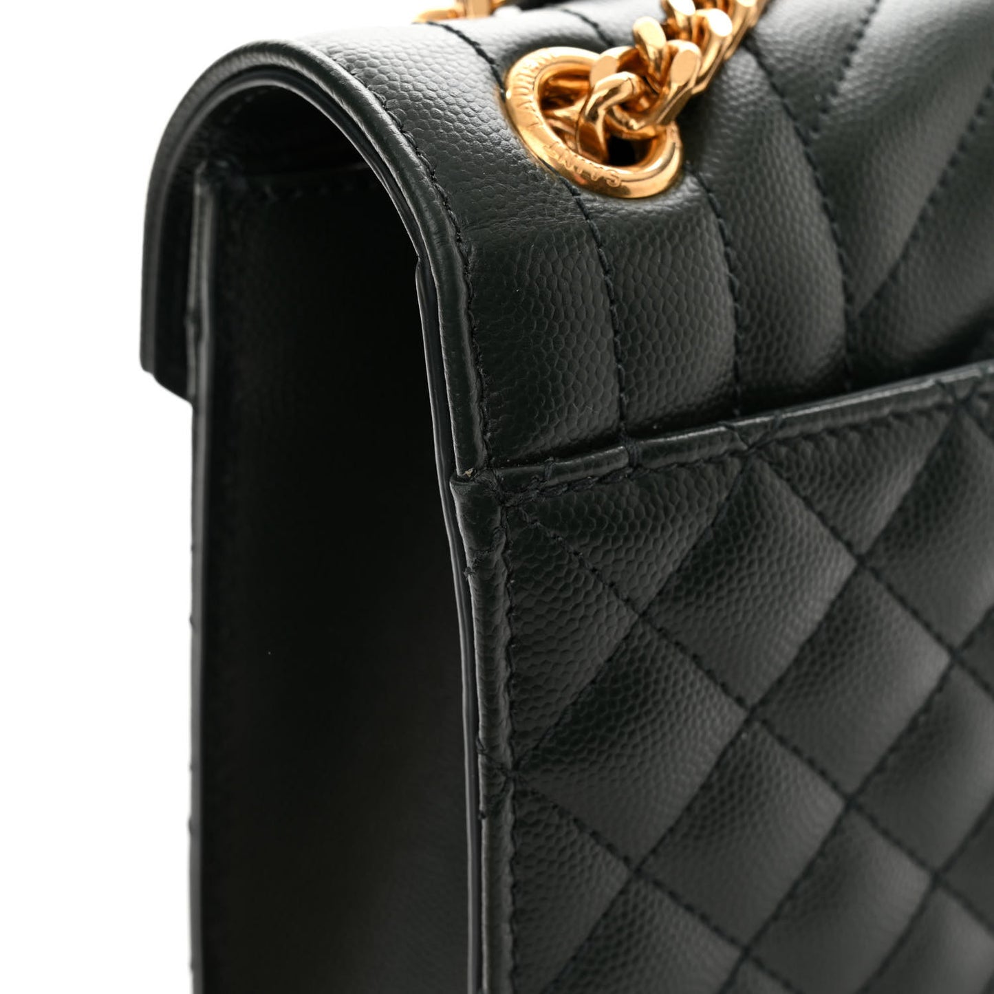 Grain De Poudre Textured Mixed Matelasse Triquilt Medium Monogram Satchel Army Green