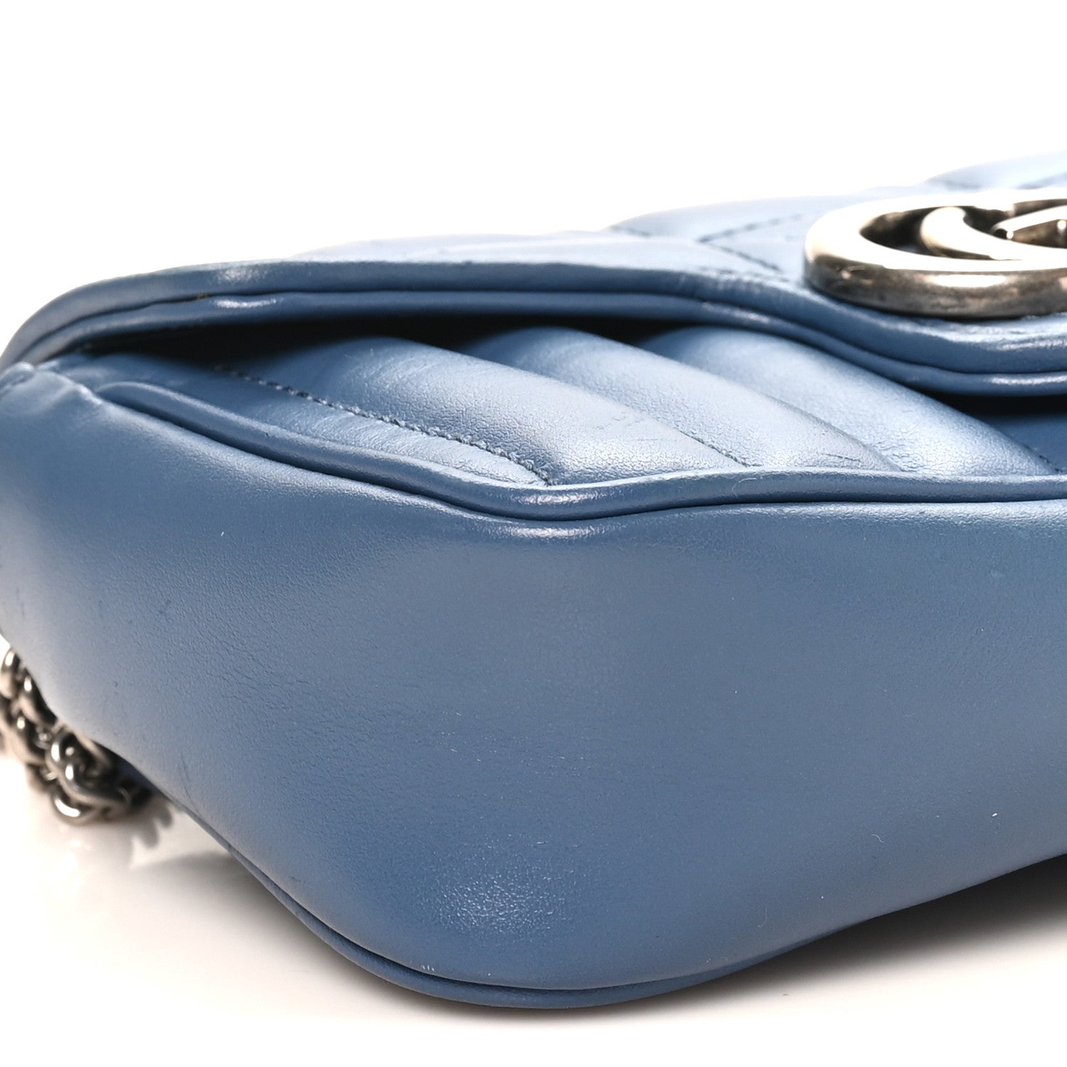 Gucci Calfskin Matelasse Aria Super Mini GG Marmont Shoulder Bag Clear Blue 9 of 10