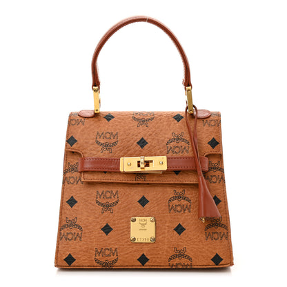 MCM Visetos Heritage Top Handle Satchel Cognac 1 of 11