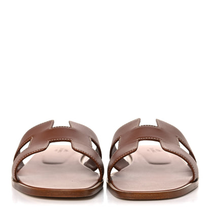 Hermes Box Calfskin Oran Sandals 39 Gold 2 of 9