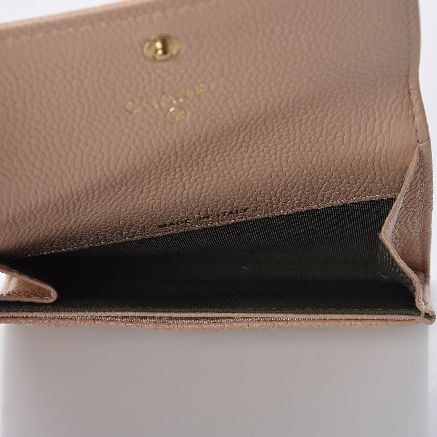 Caviar Quilted Boy Card Holder Wallet Light Beige