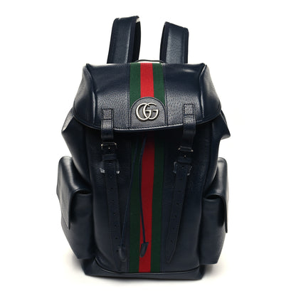 Gucci Textured Dollar Calfskin Web Medium Ophidia Double Buckle Backpack Blue Agata 1 of 10
