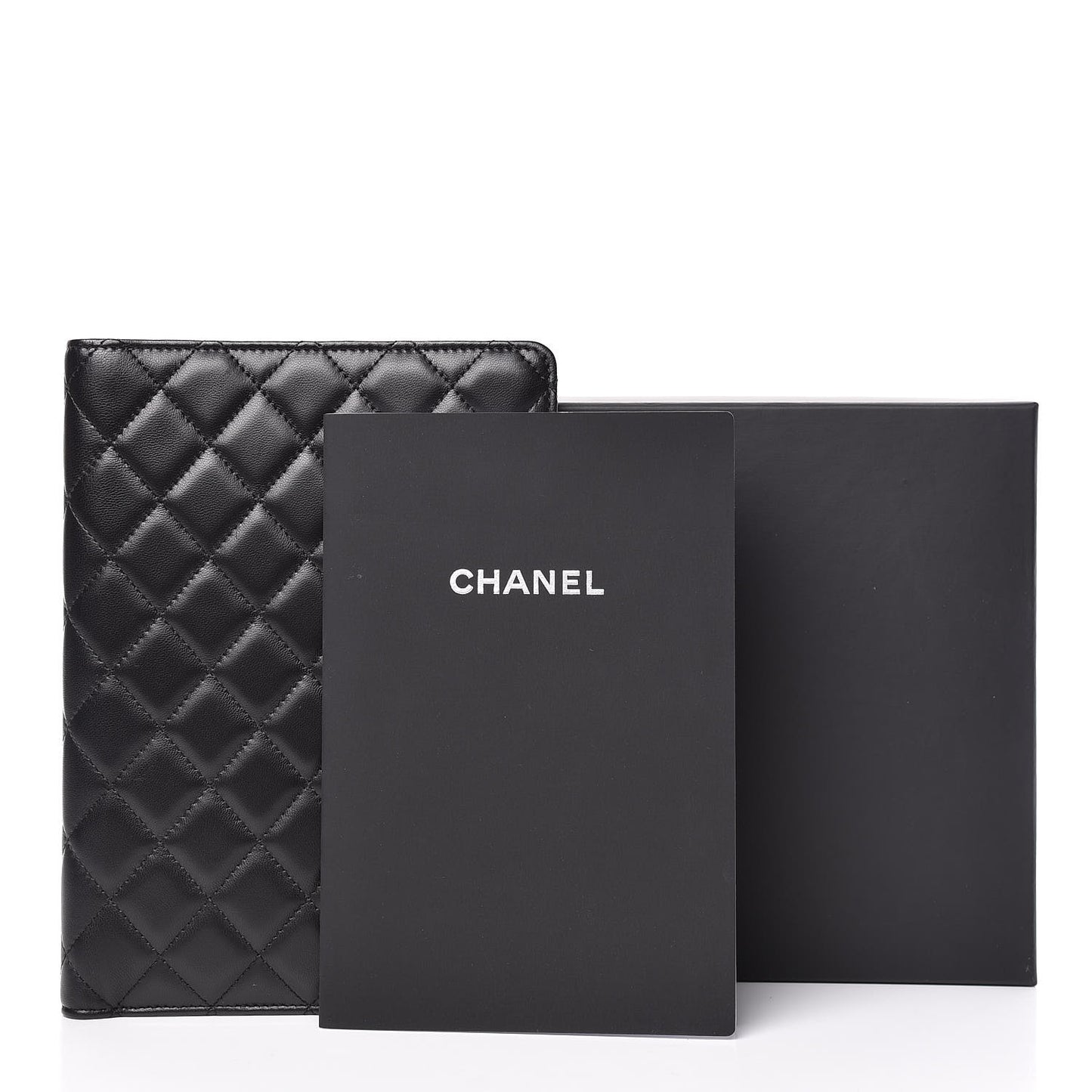 Lambskin Quilted Large Agenda Cover Black