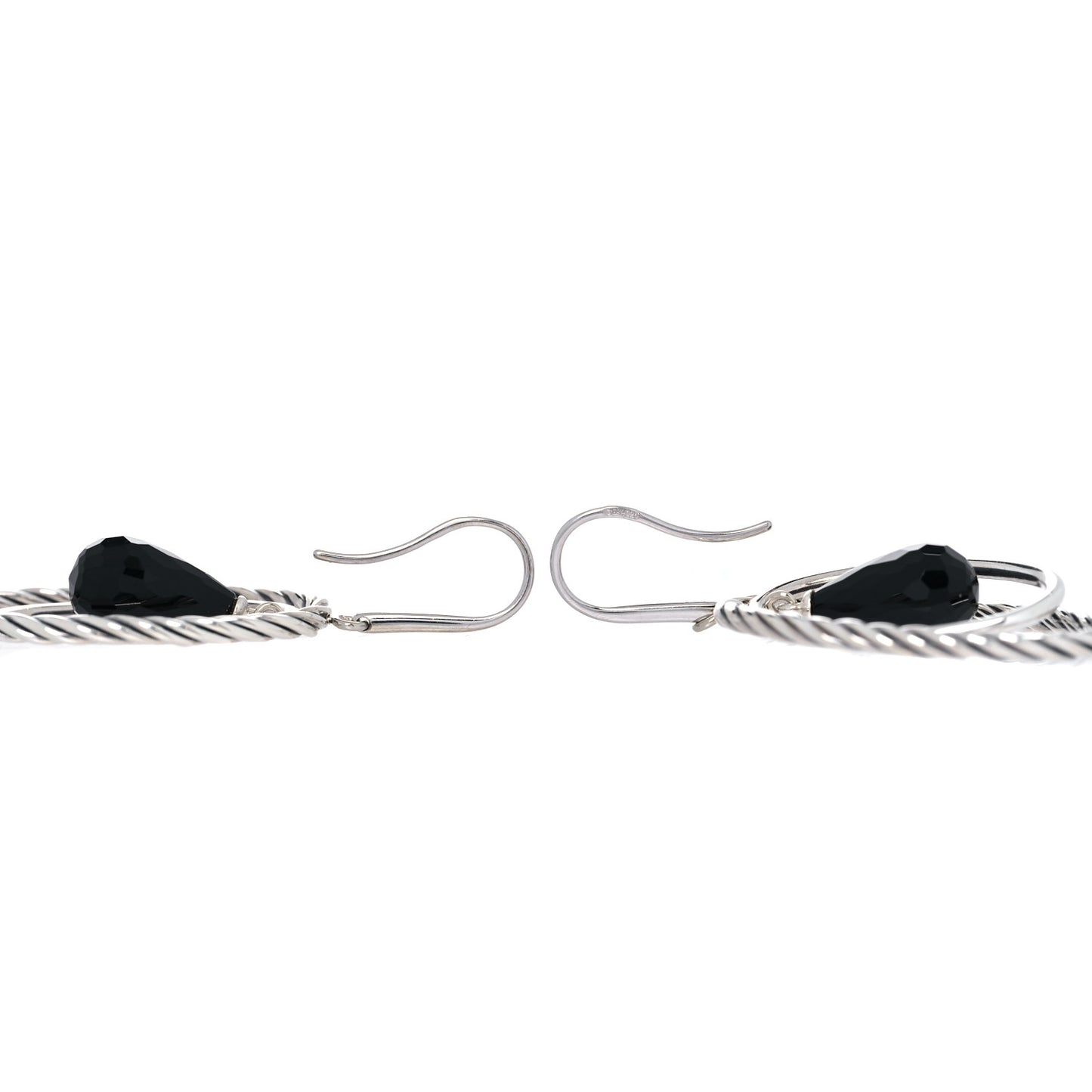 Sterling Silver Black Onyx Oval Drop Earrings