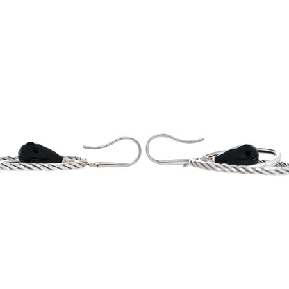 David Yurman Sterling Silver Black Onyx Oval Drop Earrings 3 of 4