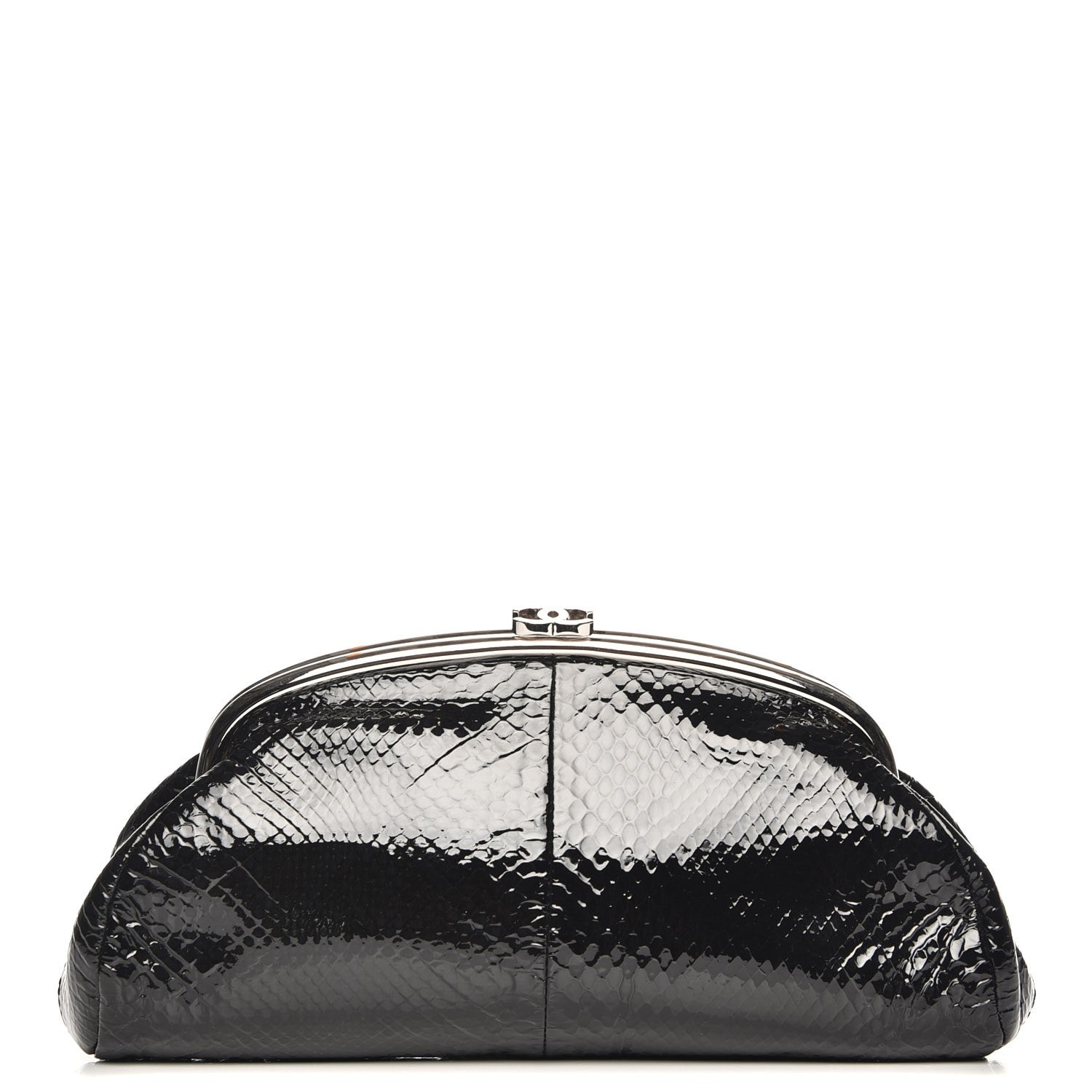 Chanel Glazed Python Timeless Clutch Black 1 of 7