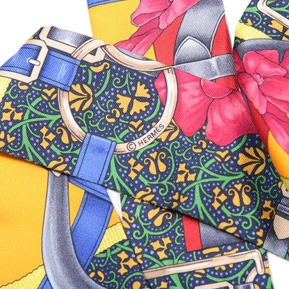 Hermes Silk Grand Manege Twilly Sapphire Bleu Rouge 4 of 4