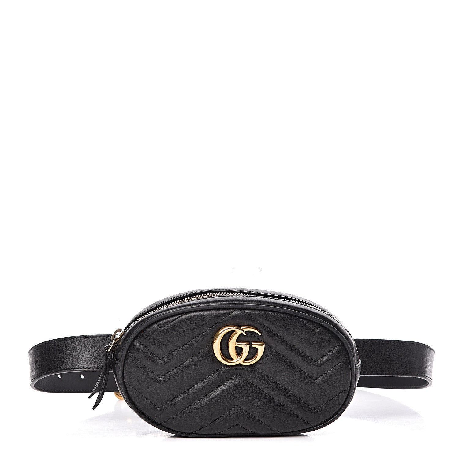 Gucci Calfskin Matelasse GG Marmont Belt Bag 85 34 Black 1 of 13