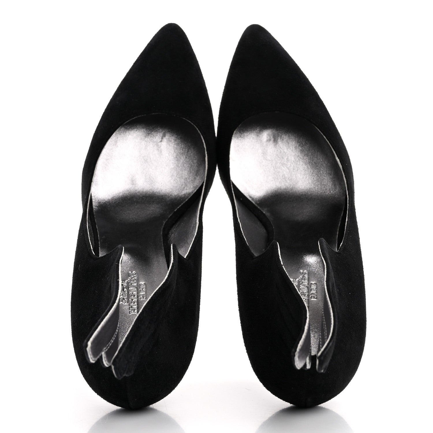 Hermes Suede Goatskin Victoire 90 Pumps 38 Black 2 of 9
