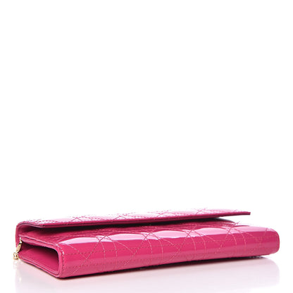 Christian Dior Patent Cannage Rendezvous Chain Wallet Magenta 4 of 11