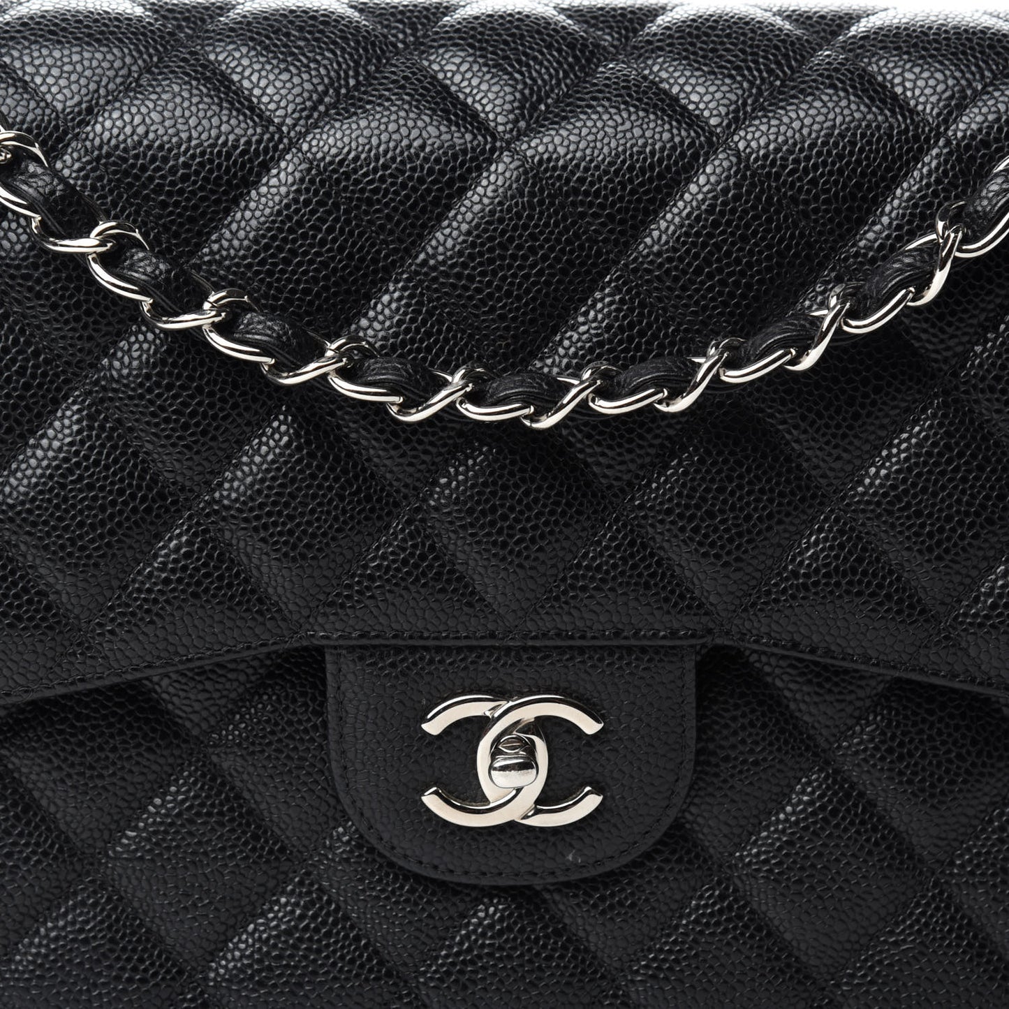 Caviar Quilted Jumbo Double Flap Black
