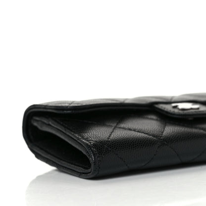 Chanel Caviar Quilted Medium Gusset Flap Wallet Black 8 of 10