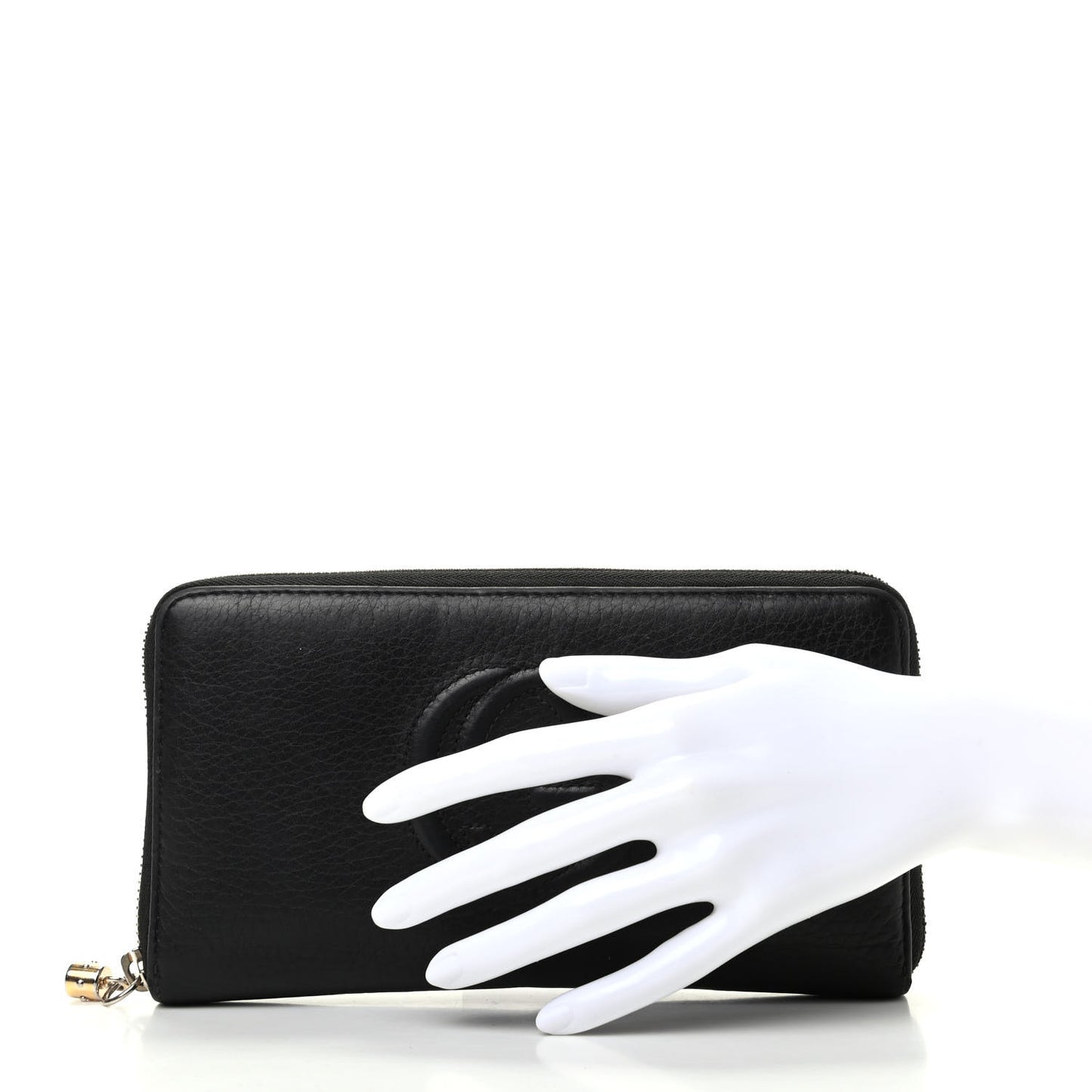 Pebbled Calfskin Soho Zip Around Wallet Black