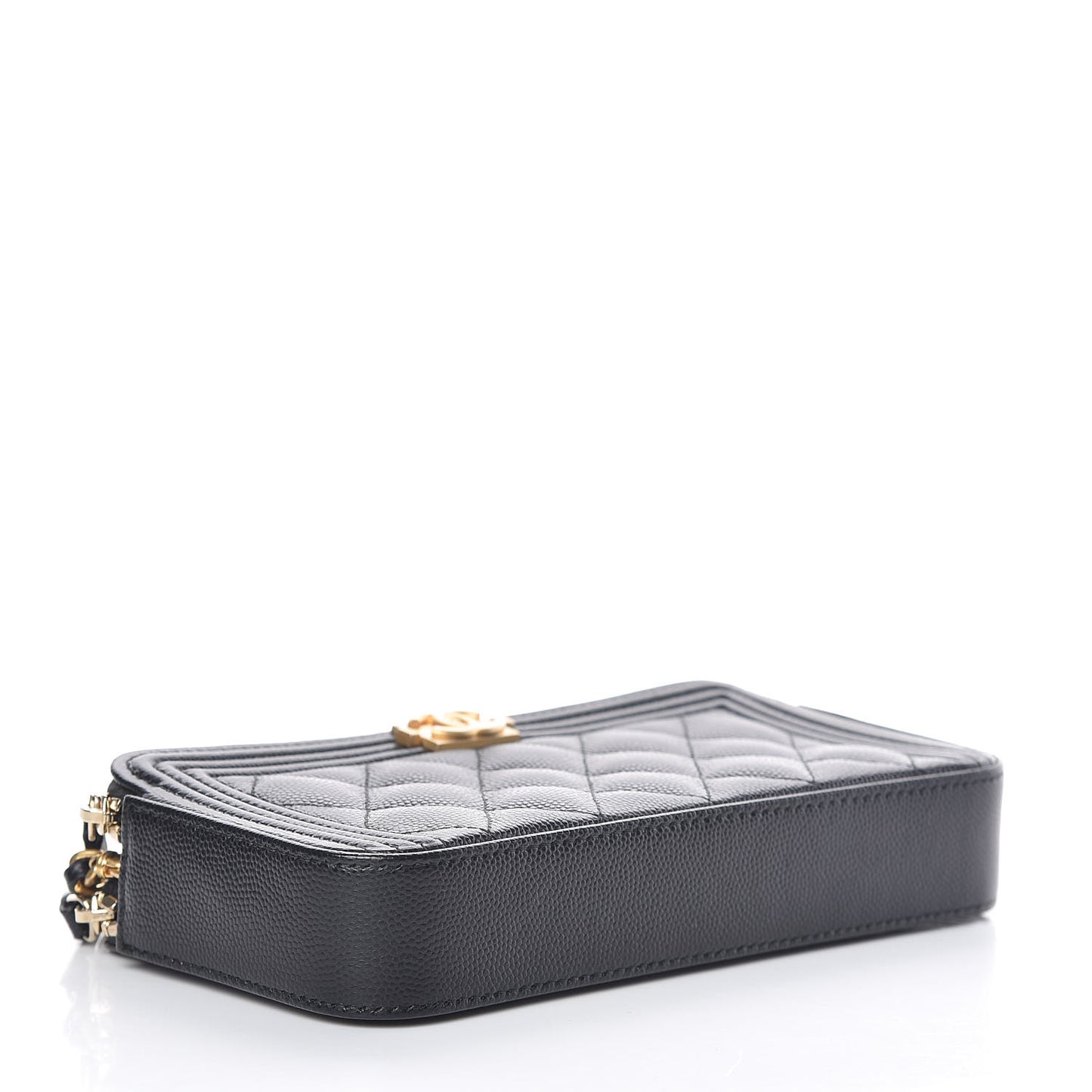 Caviar Quilted Small Boy Clutch With Chain Black