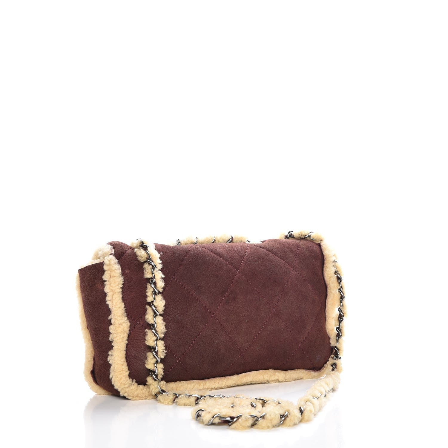 Chanel Shearling Quilted Medium Single Flap Brown 3 of 7
