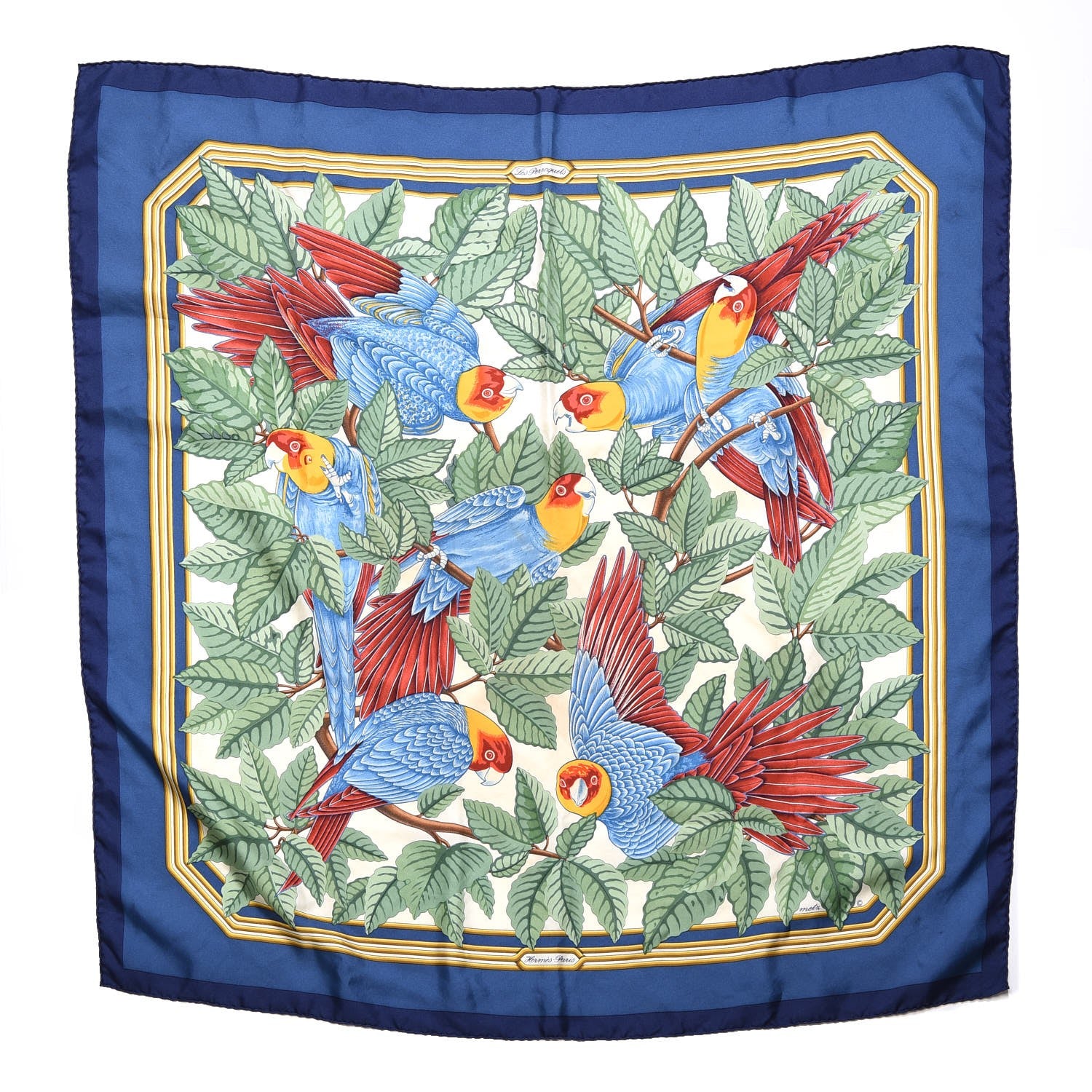 Hermes Silk Les Perroquets Scarf 90 1 of 7