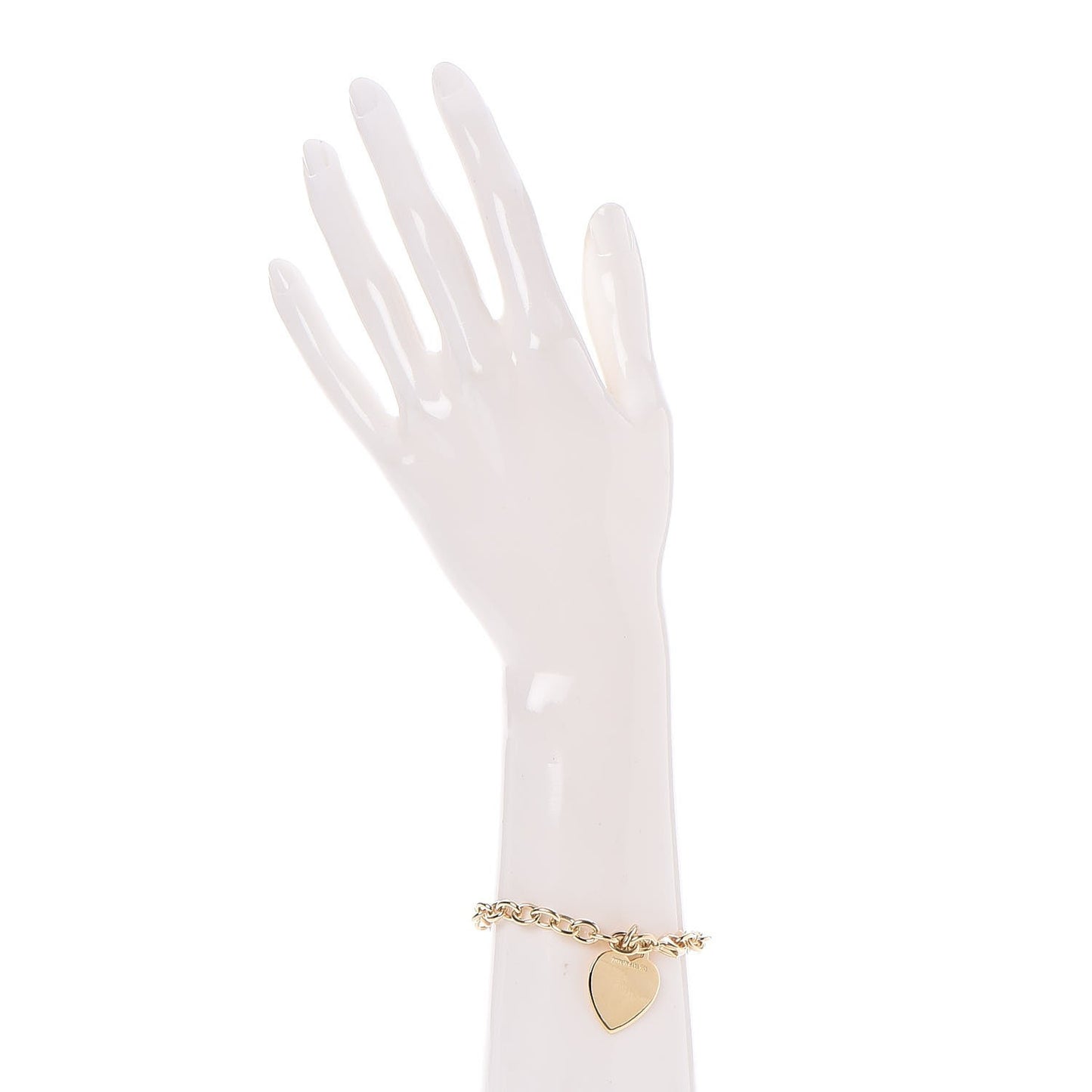 18K Yellow Gold Heart Tag Charm Bracelet