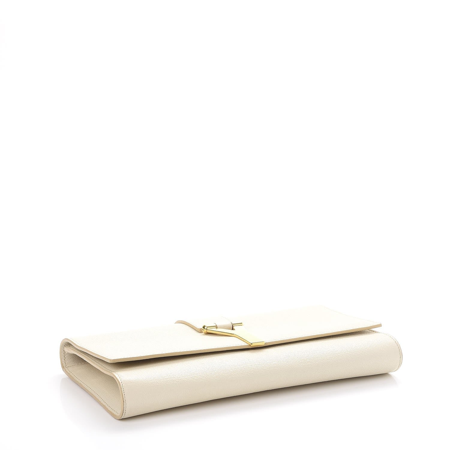 Saint Laurent Textured Calfskin Classic Y Clutch Light Beige 4 of 10