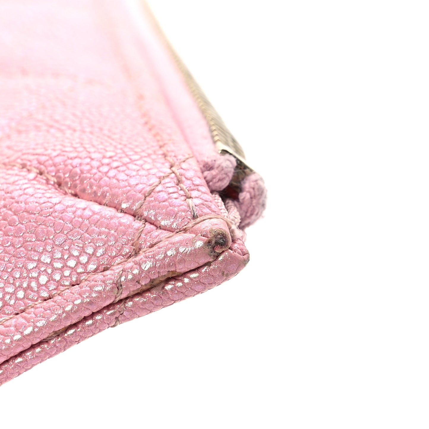 Iridescent Caviar Quilted Classic iPhone Pouch  Rose Pink