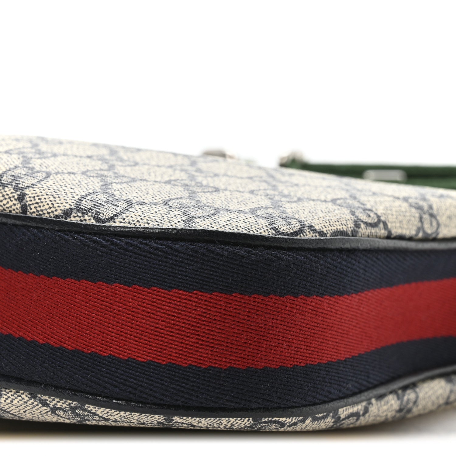Gucci GG Supreme Monogram Textured Calfskin Web Small Attache Shoulder Bag Beige Blue 18 of 21