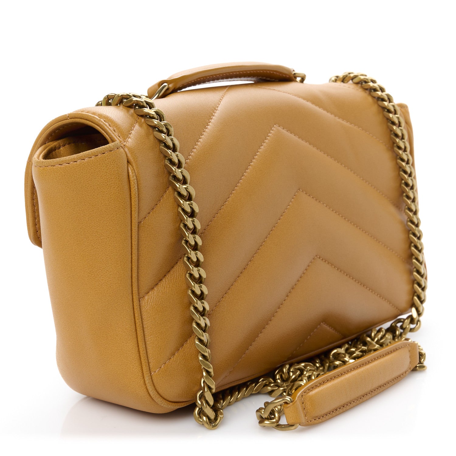 Saint Laurent Lambskin Chevron Quilted Small Loulou Bag Sunflower 4 of 12