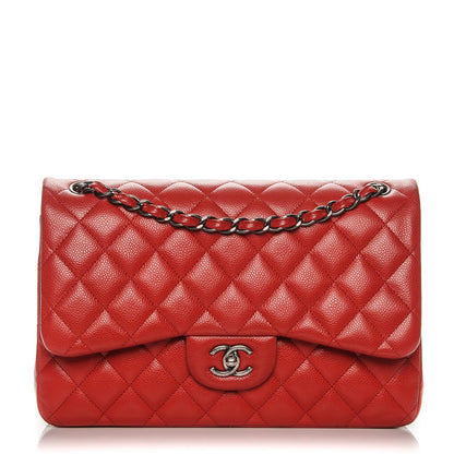 Chanel Caviar Quilted Jumbo Double Flap Red 1 of 10