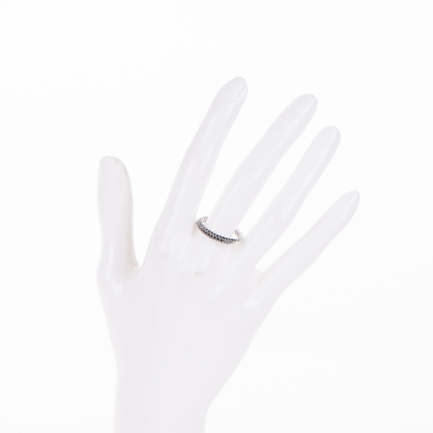 Sterling Silver Black Diamond 3mm Midnight Melange Band Ring 53 6.5