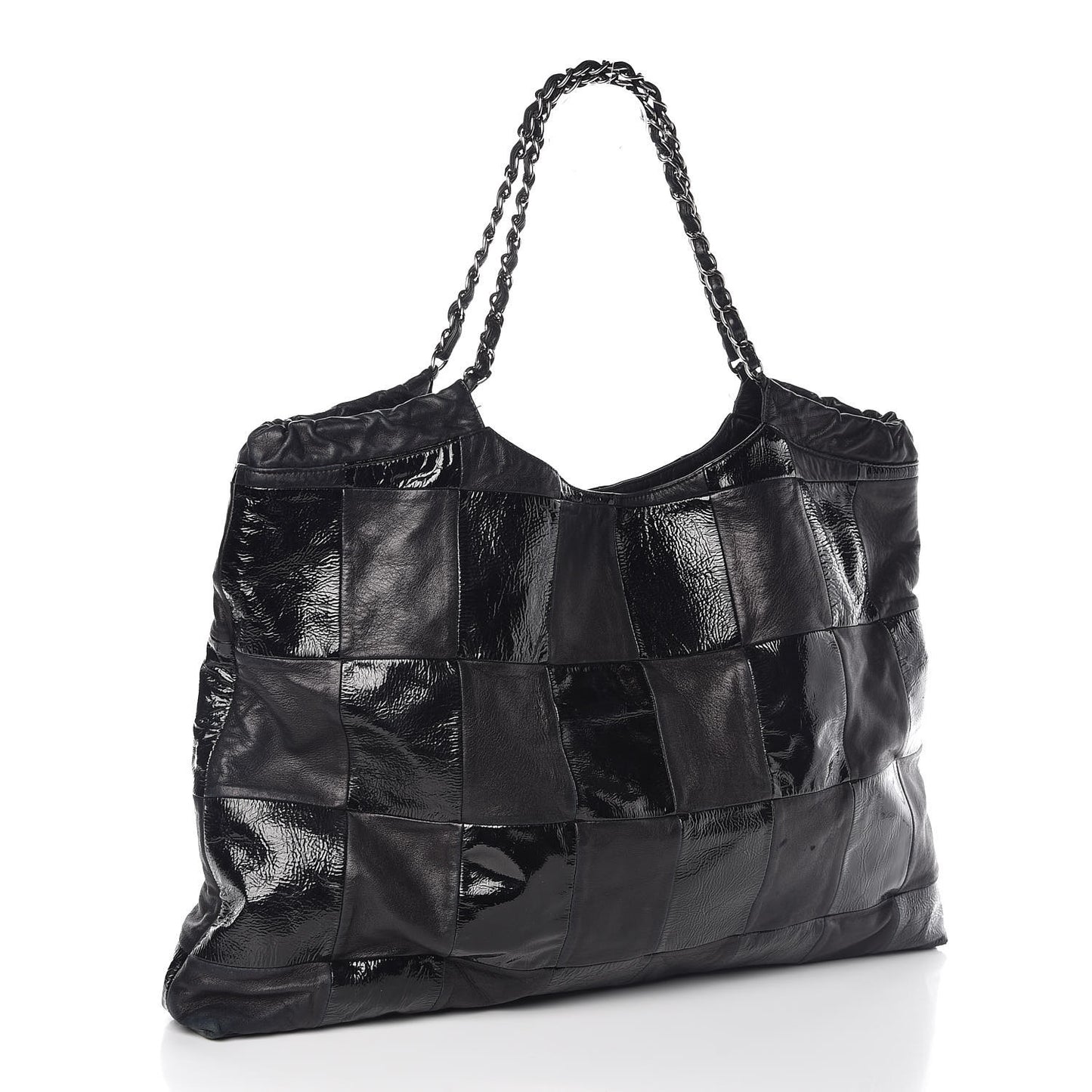 Patent Patchwork Large Brooklyn Tote Black
