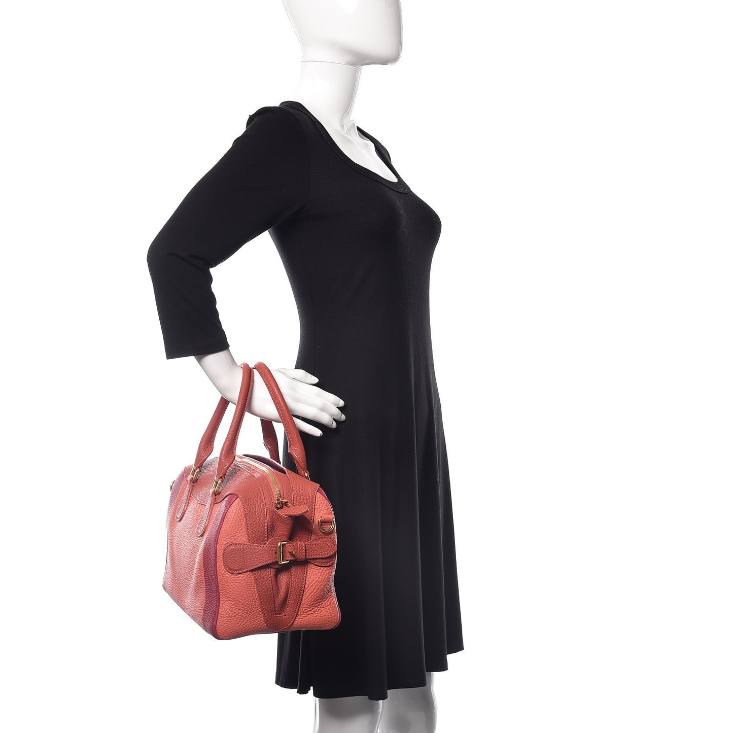 Grained Calfskin Medium Boston Bag Blossom Pink Peony Rose