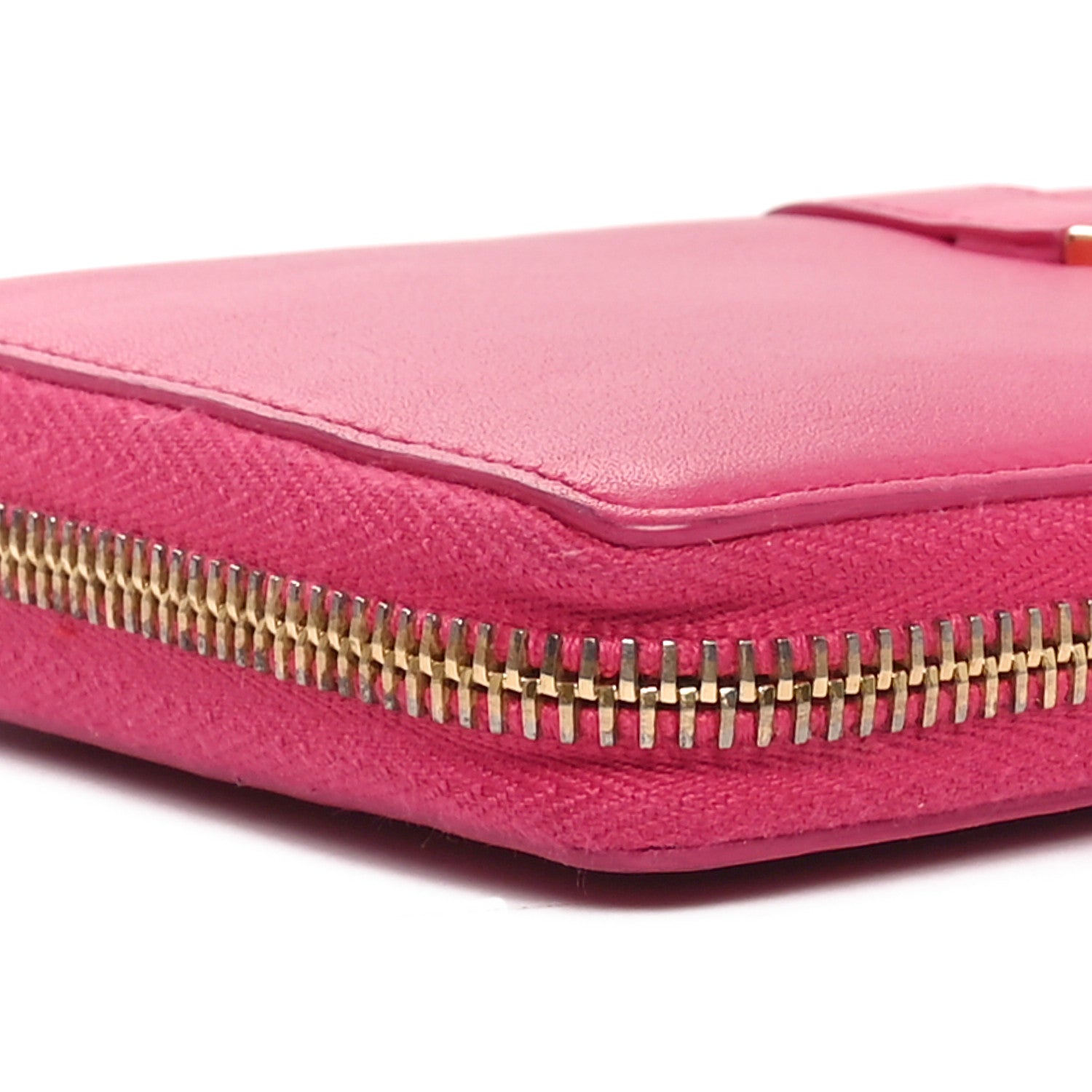 Saint Laurent Calfskin Monogram Zip Around Wallet Fuchsia 8 of 9