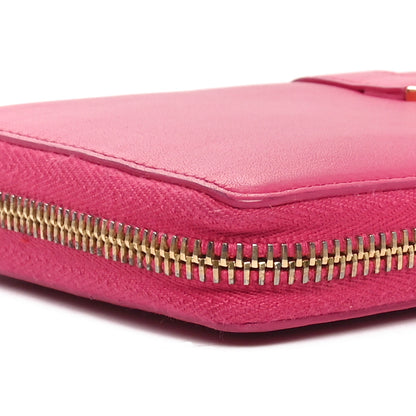 Saint Laurent Calfskin Monogram Zip Around Wallet Fuchsia 8 of 9