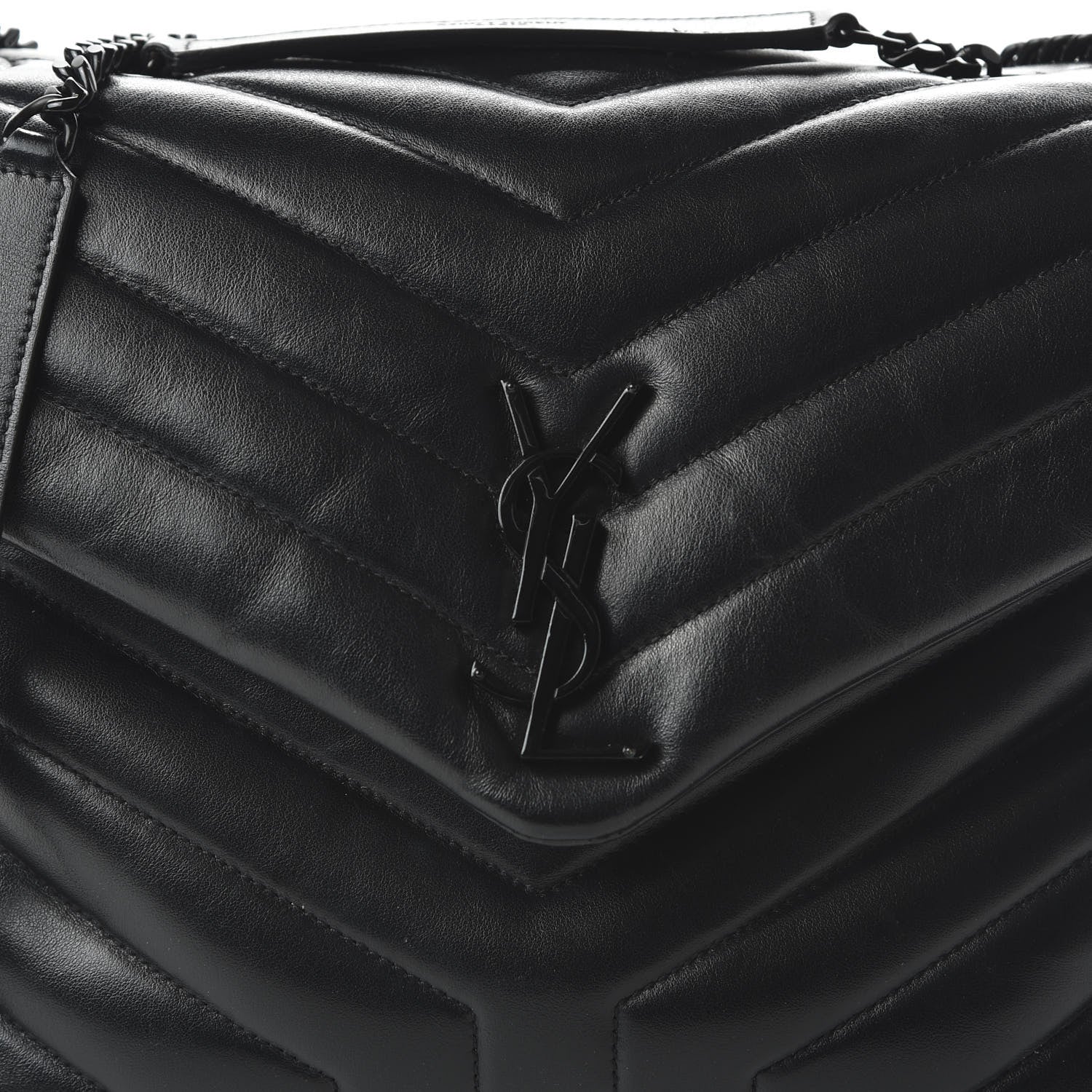 Saint Laurent Calfskin Y Quilted Monogram Medium Loulou Chain Satchel Black 9 of 9